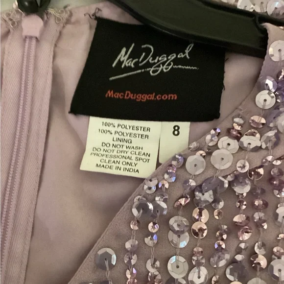 NWT Mac Duggal Size 8 Linear Sequin Long Sleeve Evening Dress - Picture 6 of 12